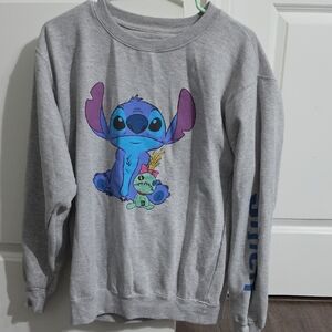 Disney Gray Stitch Crewneck Sweatshirt with Blue & Purple Graphic